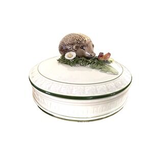 Vtg Bassano Italian Ceramic Covered Dish Bowl Figural Hedgehog Lid Italy READ